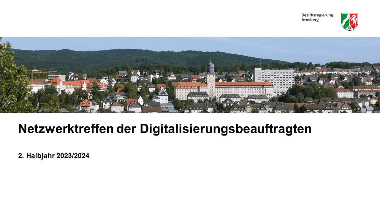 Titelfolie Präsentation: 3. Netzwerktreffen Digitalisierungsbeauftragte Bochum am 16.04.2024