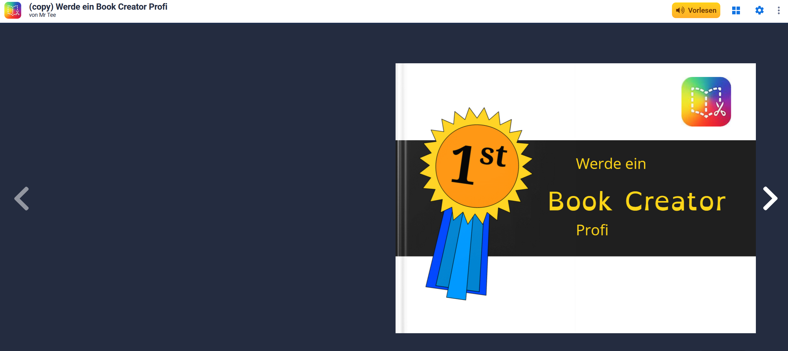 Grafik zeigt einen Screenshot der App Book Creator.